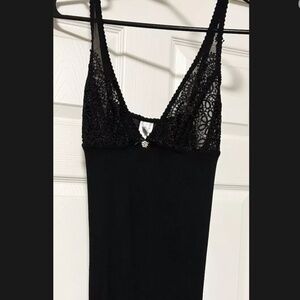 Jessica Simpson Black Lace Detail Fitted Chemise Slip  Nightgown Size Small